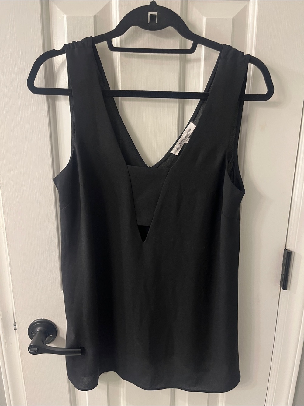BCBGeneration Black V-Neck Sleeveless Blouse
